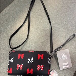 Disney Black and Red Polka Dot Bow Crossbody Bag